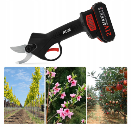 466 : ADM Cordless electric pruner for tree branches with 2 batteries 21V-red