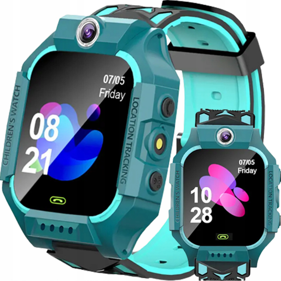 2104-1 : Smartwatch For Kids Q19 GPS Locator- Turkus