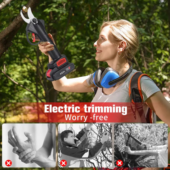 466 : ADM Cordless electric pruner for tree branches with 2 batteries 21V-red