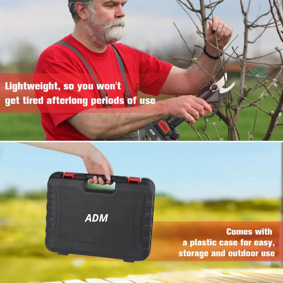 466 : ADM Cordless electric pruner for tree branches with 2 batteries 21V-red