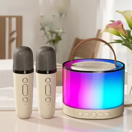 Smart portable speaker karaoke set-creamy