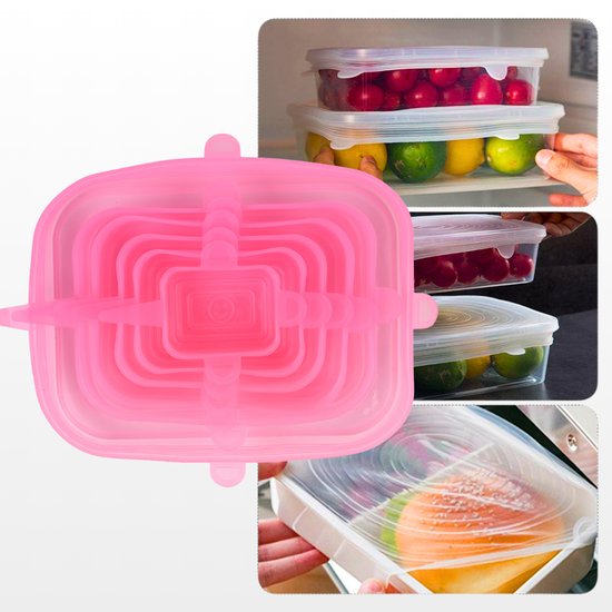 Universal Silicone Stretch Lids – 6 pcs, Pink