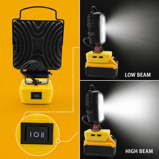 7094 : Cordless battery operated LED Work Light with USB Charging - 4800LM