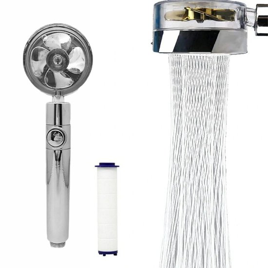 Showerhead with turbine and filter- white