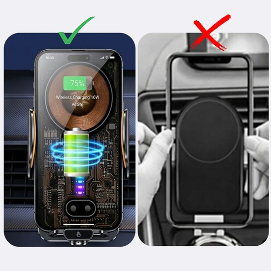 7066 : 15W car phone holder with wireless charging