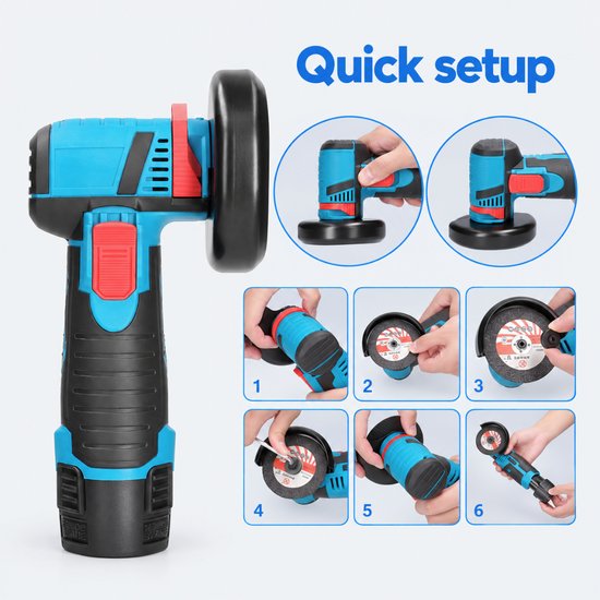 7119 : 12V Cordless Angle Grinder with 2 Batteries