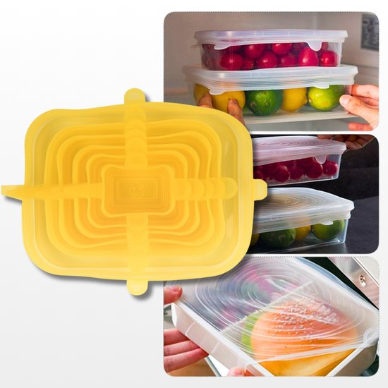 Universal Silicone Stretch Lids – 6 pcs, Yellow
