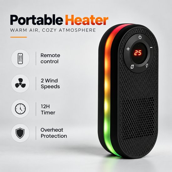 7109 : ADM Mini Electric Heater with Remote Control
